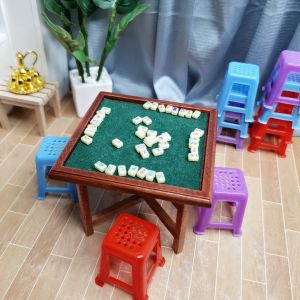 Mini Miniature Furniture Model Mahjong Table and Chair Ollhouse Chess Scene Accessories BJD Doll Toy