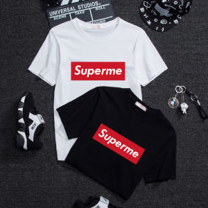 High Quality Pure Cotton White T-Shirt Mens Summer Loose Fit Half Sleeve Trendy Supermet Casual round Neck Short Sleeve Top