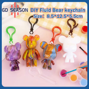 Cartoon coloring plaster Fluid Bear Keychain Childrens painting handmade diy educational toys