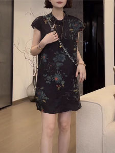 Shalldoer | ชุดกี่เพ้าดอกกุหลาบฤดูร้อนสำหรับผู้หญิง ชุดสองชิ้น คอตั้ง กระดุม แขนสั้น กางเกงขาสั้น เสื้อผ้าทำงานสไตล์จีน