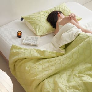 Japanese Style Pure Cotton Bubble Summer Quilt Breathable Washed Crepe Fabric Light Air Conditioning Summer Thin Quilt