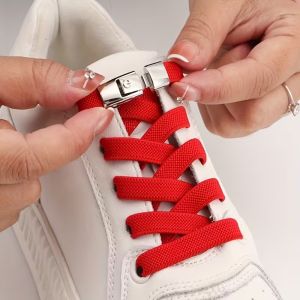 Flat Elastic No-Tie Shoelaces for Sneakers Comfortable Flat Shoes Strings Stretch Tieless Kids and Adults