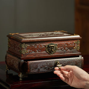 กล่องเก็บเครื่องประดับไม้สุดหรูสไตล์ย้อนยุค กล่องใส่สร้อยคอ ต่างหู นาฬิกา ของขวัญวันเกิดสำหรับผู้หญิง กล่องเก็บของแบบจัดระเบียบ