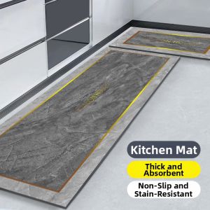 Waterproof Kitchen Floor Mat Soft Silicon Durable Oil Absorbent Easy Clean Entrance Doormat Modern Simple Style Home Carpet