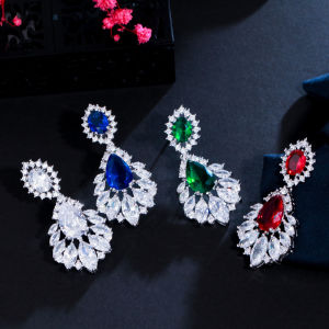 SEQUITO Sparkling Women Ear Jewelry White Gold Plated Full Pave Setting AAAAA Cubic Zircon Flower Shape Drop Dangle Earrings for Engagement Gift SE853