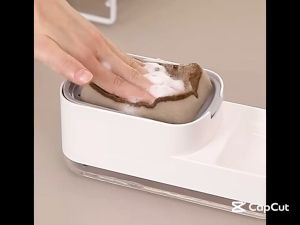 ที่ปั้มน้ำยาล้างจาน ที่วางฟองน้ำล้างจาน เติมน้ำยาล้างจานได้ พร้อมฟองน้ำล้างจาน