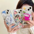 Cute Crayon Shinchan Magnetic Stand Phone Case Acrylic Full Cover Apple Max iPhone 14 New Model 15 Unique 12 Unisex 13 Anti-Fall 11 Hard 16 Pro. 