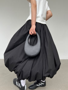 Thickened Pleated Skirt Womens 2025 New Small Design Sense Puffy Flower Bud Long Skirt City Commute High Waist A-Line Skirt