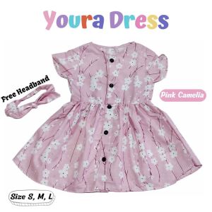 Dress Anak Katun Bunga Free Headband