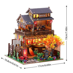 Zuuton DIY Miniature Japanese Izakaya Dollhouse Kit 3D Wooden Puzzle with Furniture Handmade Craft Building Set Gift Home Decor