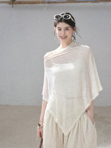 SHAOYEYAN | Áo Blouse Trễ Vai Chất Liệu Mỏng Kiểu Pháp