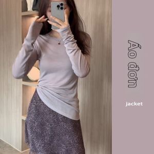 YUEZHONGWEI | Bộ Hai Piece Váy và Áo Dài Tay Màu Tím Phong Cách Hàn Quốc Mùa Thu