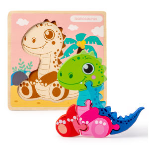 New Wooden 3D Puzzle Cartoon Dinosaur Cognitive Jigsaw Puzzle Early Learning Educational Toys Montessori Toy for Children Gifts
