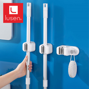 Móc treo cây lau nhà đa năng kẹp giữ chổi dán tường cao cấp 2 trong 1. Lusen MG01