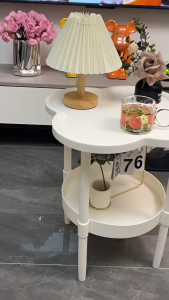 Meja Minimalis Tamu Susun Meja Samping Kopi Cafe Nakas hias scandinavian meja bundar bulat ruang tamu meja pojok bunga Putih Hitam