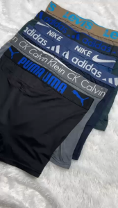 3PCS Celana Boxer Pria Modal Elastis Tinggi 50 Buah Celana Pendek Fashion Remaja Sabuk Gradien Kotak-kotak