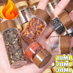 10/20/30ml Portable Mini Glass Bottles Transparent DIY Storage Container Tube Spice Jars Glass Vials with Wood Lid