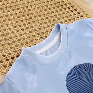 💘พร้อมส่งจากไทยBKK ชุดเซ็ต เสื้อแขนสั้น กางเกงขาสั้น ผ้าวาฟเฟิล สไตล์เกาหลี เหมาะสำหรับเด็กอายุ 1-8 ปี สูง 80-140 ซม.