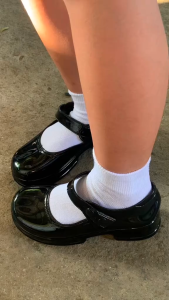Girls shiny black Mary Jane shoes | Childrens rubber school uniform shoes non-slip waterproof everyday shoes Sizes 26-35