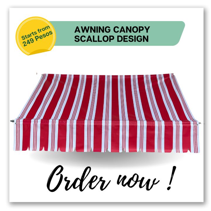 4x6 4x7 4x8 4x9 4x10 4x12 FEET Awning Canopy Stripes Scallop Design ...