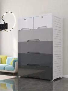 DINEEASY Drawer Storage Cabinet Gradient Gray Large Capacity Home Organizer for Bedroom Living Room Clothes Storage