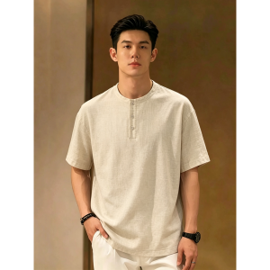 OUMULONG | Checkered Splicing Fake Two-Piece T-Shirt