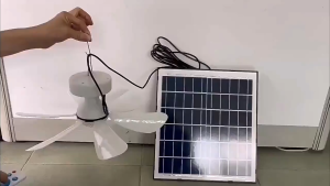 Solar Ceiling Fan With Panel With Remote Control 16 inch DC  Rechargeable Solar Powered Fan With Led Light Inverter Electric Fan for Outdoor Indoor