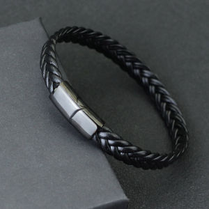 New Men Leather Bracelet Unfading Stainless Steel Braclet For Hombre Surf Cable Braslet Husband Gift Braided Bijoux Homme Joias