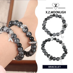 X.Z.MOONLIGH New Chinese Style Ice Cracked Beaded Bracelet Mens Niche High-End Feel Bracelet