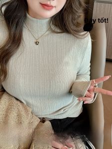 MiiOW | Áo len dệt kim dài tay màu trắng cổ cao cho nữ MiiOW Cat Lady Áo khoác ngoài mùa thu đông che bụng thon gọn