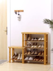 Carved Bamboo Shoe Rack Bench / Storage Rack / Seat Wearing Taking off Shoes Strong Organizer/Fireheart Warrior