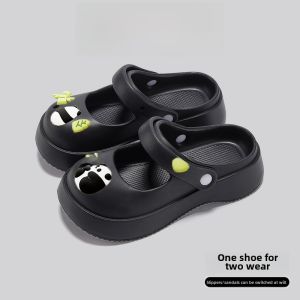 Mary Janes Thick Heel Sandals Womens Summer Outdoor Wear Heightening Beach Anti-slip EVA Headed Clog Shoes Sweet Style Low Top