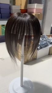 ฝาครอบผมปลอมด้านบนผมสีดำเส้นผมมนุษย์ชิ้น8X12ซม. ผมสีขาววิกผมน้ำหนักเบาระบายอากาศได้ดีเพิ่มวอลลุ่มให้ผมสำหรับผู้หญิง