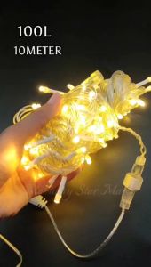 MABUHAY STAR Christmas Lights 100L/10M LED Fairy Light Steady/Twinkle String Light Waterproof Connector/Outdoor Using HC76301