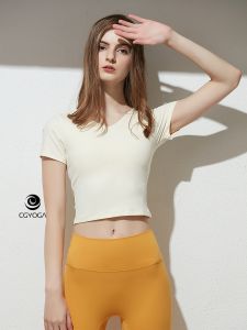เสื้อยืดโยคะระบายอากาศได้ดี CG Professional High End Sensation Yoga Wear Short Sleeve Quick Dry Sweat Absorbent Fitness Running Top with Chest Pad