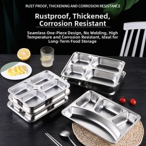 Deep Thick Stainless Steel Partitioned Tray
