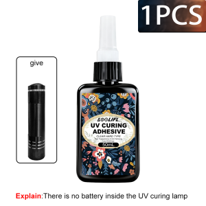 Highly Transparent UV Resin Glue Waterproof UV Enhanced Curing Used for Handicraft Production DIY Models (With Ultraviolet Lamp)