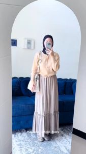 Haseena Cardigan Rajut Basic Earline Soft Knit Lengan Kancing Panjang Polos Cardy Button Atasan Outer Kardigan Wanita