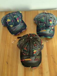 Mũ Bóng Chày Nữ Vintage Nhiều Màu Sắc Kiểu Dáng Xếp Ly Chất Liệu Denim Có Thể Điều Chỉnh Phong Cách Đường Phố Kiểu Rách Có Lỗ.