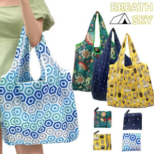 Fashion Printing Foldable Eco-Friendly Shopping Bag Tote Folding Pouch Handbags Convenient Large Capacity for Travel Grocery Bag