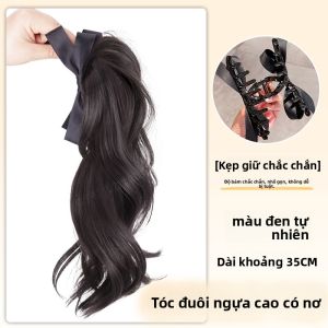 JUZITING | Tóc Giả Đuôi Ngựa Kiểu Tự Nhiên với Nơ Bướm cho Phụ Nữ