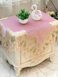 ผ้าคลุมตู้นอนลายลูกไม้สีชมพูสไตล์เจ้าหญิงยุโรป ผ้าคลุมตู้เย็น ผ้าคลุมโต๊ะกาแฟ ผ้าคลุมเครื่องปรับอากาศ ป้องกันฝุ่น ผ้าคลุมตู้นอน
