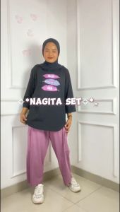 Setelan Cargo Wanita Viral Alice Set Kaos Katun Combed 24s M L XL XXL 3XL Oneset Celana Atasan Jumbo