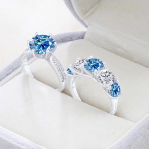 Total 6.6Carat Moissanite Diamond Engagement Ring with Certificates 925 Sterling Silver Wedding Band for Women Fine Jewerlry