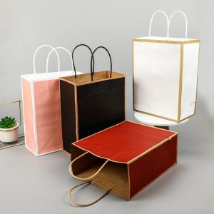 Paper Bag with Handle Border Gift Party Favor Package Kraft Goodies Gift Bag Wedding Party Goodies Beg Kahwin