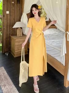 V-neck Slimming Flattering Large Size Dress
