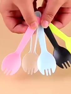 100Pcs Individually Packed Disposable Black Fork Birthday Cake Spoons Fruit Fork