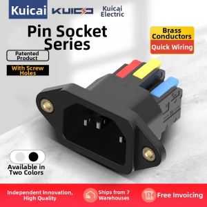 kuicc | Quick Connect Pi Plug Power Socket 3 Core Male with Ears and Screw Holes 250V 10A