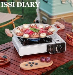 ลดราคาสินค้าคงเหลือ สต็อกสุดท้าย ISSI Diary เตาแคมป์เตาแก๊สเผาแก๊สแบบพกพาสำหรับการอบไอน้ำทอด 2900W เตากันลมแบบใช้คู่พร้อมกล่องบรรจุพิกนิกกลางแจ้ง