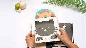 Bộ 6 thẻ đen trắng và sắc màu dán tường kích thích thị giác cho bé sơ sinh giúp bé phát triển toàn diện Beandy Kids